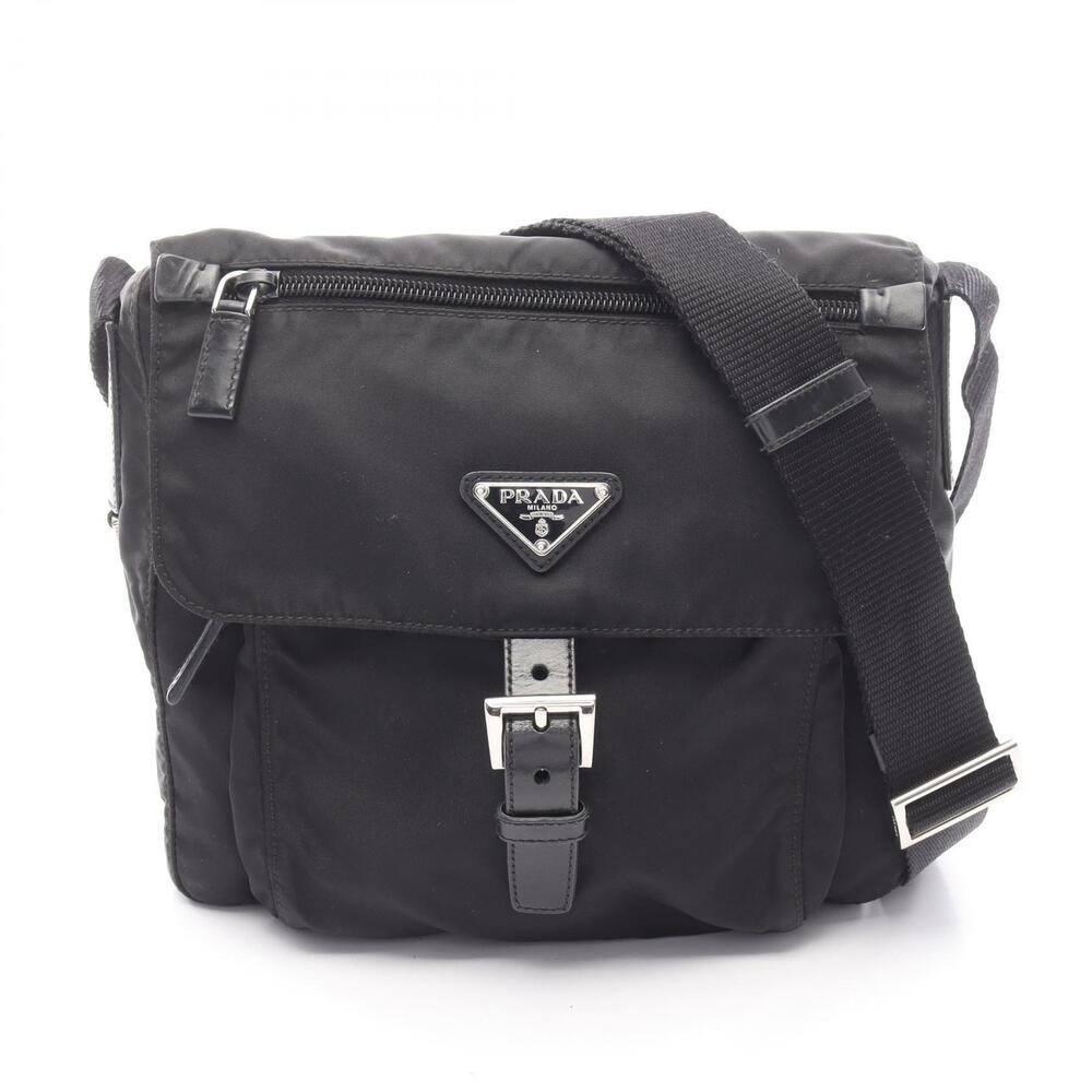 Prada VELA Shoulder Bag Leather Black